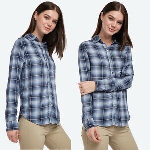 NWT Aeropostale S Blue Plaid Collared Long Sleeve Button Down Top